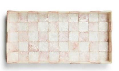 MacKenzie Childs Rozy Check Capiz Vanity Tray