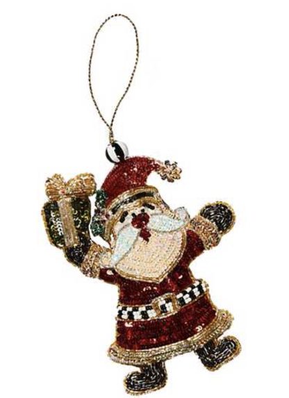 MacKenzie Childs Santa Beaded Ornament