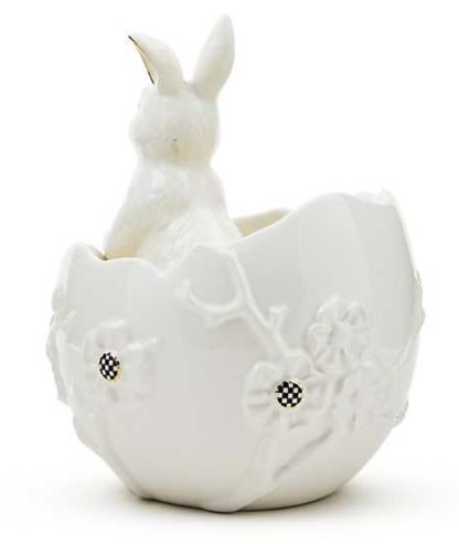 MacKenzie Childs White Rabbit Ceramic Cracked Egg Bowl