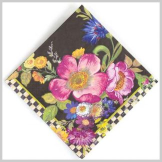 MacKenzie-Childs Flower Market Cocktail Napkins-Black