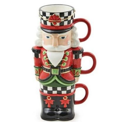 MacKenzie-Childs Holiday- Stacking Mugs- Courtly Nutcracker