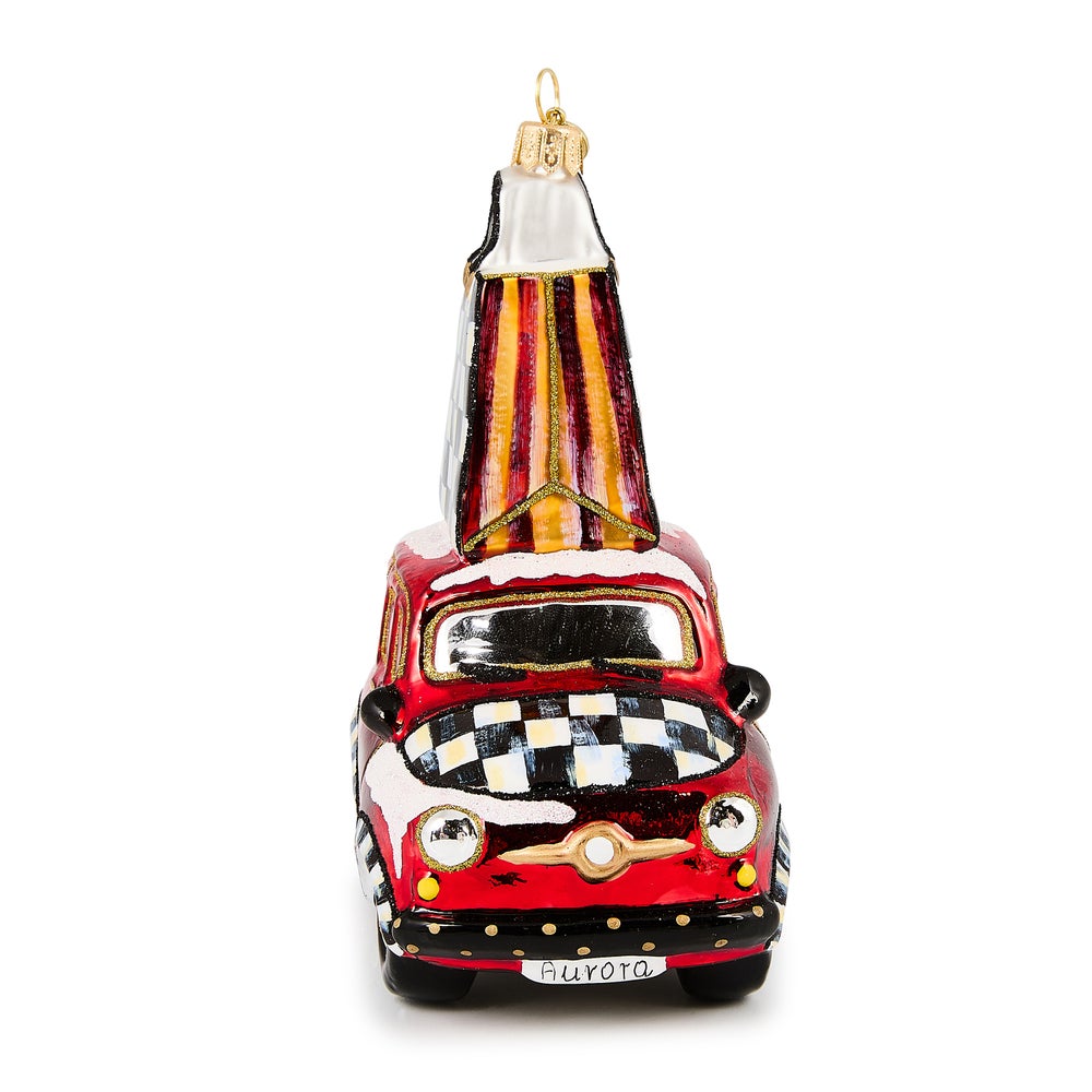 MacKenzie-Childs Holiday- Glass Ornament- Christmas Shopping Car - Image 6