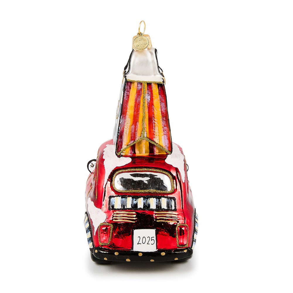 MacKenzie-Childs Holiday- Glass Ornament- Christmas Shopping Car - Image 5