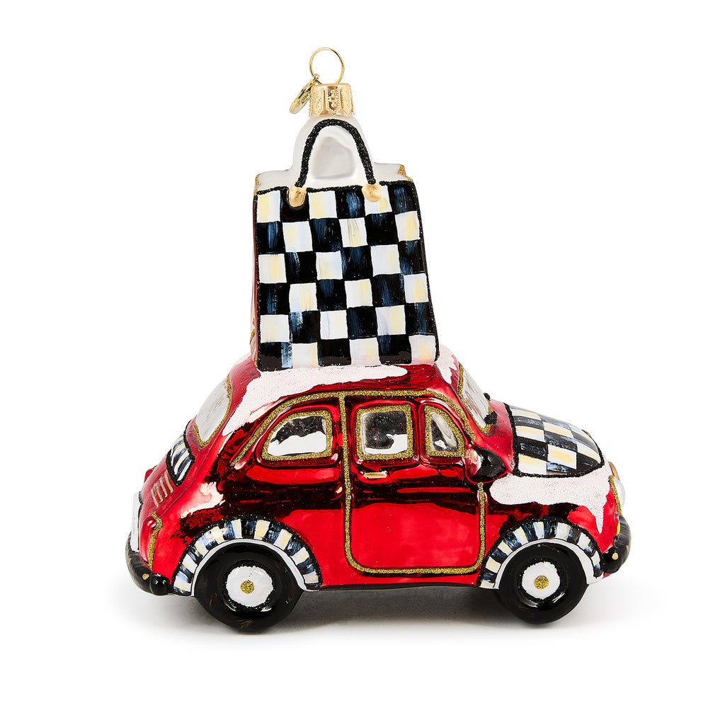 MacKenzie-Childs Holiday- Glass Ornament- Christmas Shopping Car - Image 4