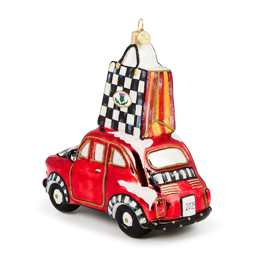 MacKenzie-Childs Holiday- Glass Ornament- Christmas Shopping Car - Image 3