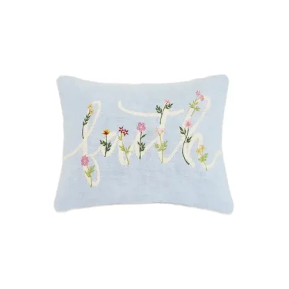 Peking Handicraft Floral Faith Cord Embroidered Pillow