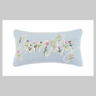 Peking Handicraft Floral Family Cord Embroidered Pillow