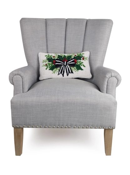 Peking Handicraft Holly Spray & Ribbon Hook Pillow - Image 2
