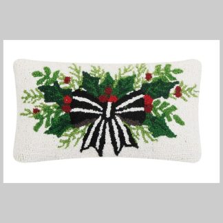 Peking Handicraft Holly Spray & Ribbon Hook Pillow