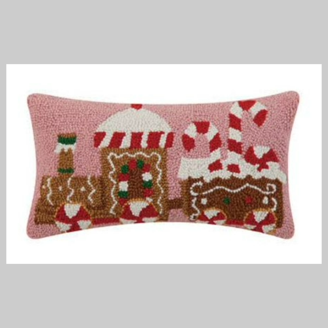 Peking Handicraft Gingerbread Candy Cane Train Hook Pillow