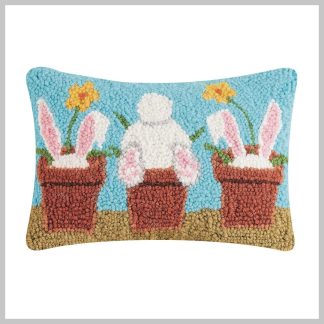 Peking Handicraft - Vase Rabbits Hook Pillow