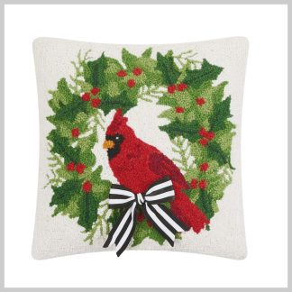 Peking Handicraft Cardinal with Ribbon Hook Pillow