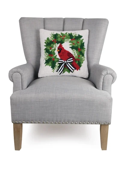 Peking Handicraft Cardinal with Ribbon Hook Pillow - Image 2