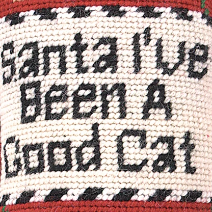 Peking Handicraft Santa I've Been A Good Cat Needlepoint Christmas Door Hanger - Image 2