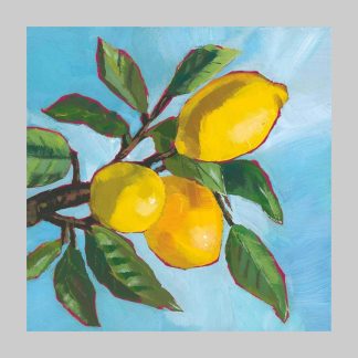 Paper Products Design Lemon Musee Cocktail Napkins-Blue