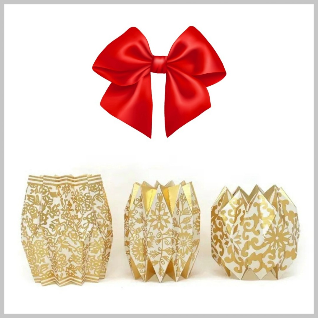 Lucy Grymes Designs Gold Chinoiserie Paper Vase Wraps Set of 3