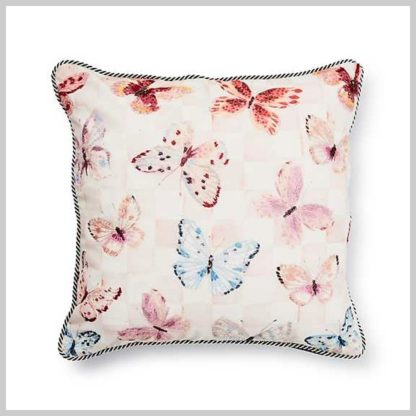 MacKenzie-Childs Eternity Butterfly Checked Pillow
