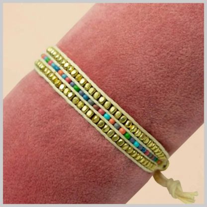 Powder Design Beaded Bracelet-Narrow - Multi Stripe