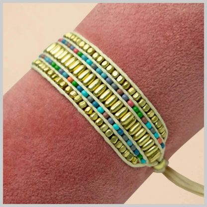 Powder Design Beaded Bracelet-Wide - Multi Stripe