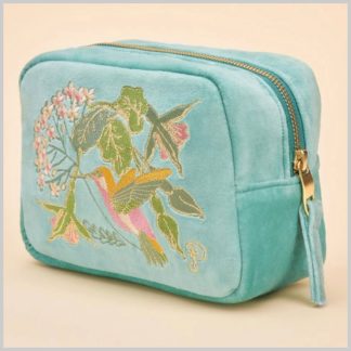 Powder Design Velvet Makeup Bag Hummingbird Aqua