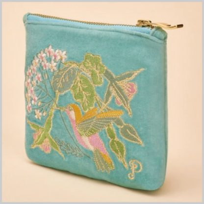 Powder Design Velvet Mini Pouch Hummingbird Aqua