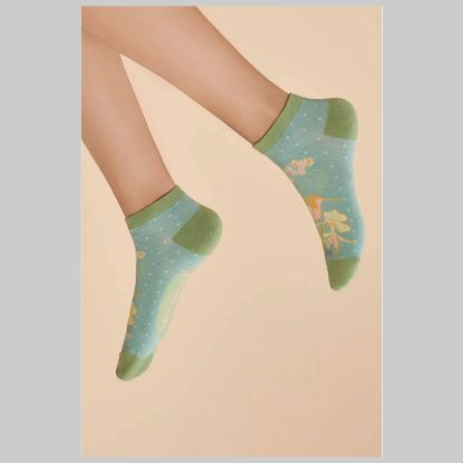 Powder Design Bamboo Socks-Hummingbird in Aqua Trainers