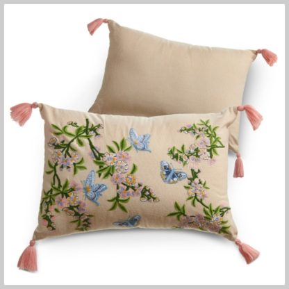 Butterfly & Floral Tassel Pillow