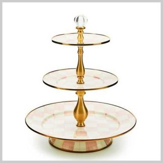 MacKenzie-Childs Rosy Check Three Tier Sweet Stand