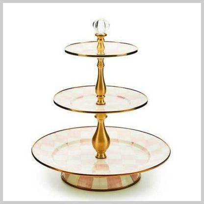 MacKenzie-Childs Rosy Check Three Tier Sweet Stand