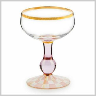 MacKenzie-Childs Rosy Check Coupe Glass