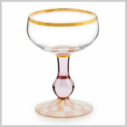 MacKenzie-Childs Rosy Check Coupe Glass
