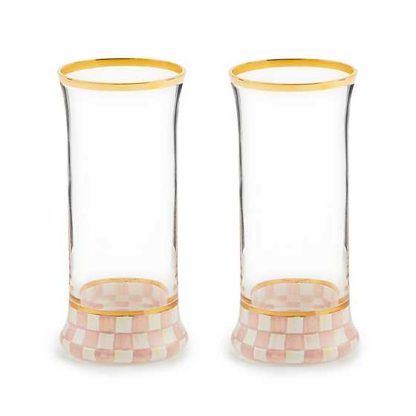 MacKenzie-Childs Rosy Check Highball-Set of 2