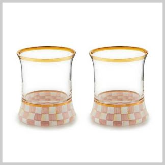 MacKenzie-Childs Rosy Check Tumbler-Set of 2