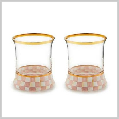 MacKenzie-Childs Rosy Check Tumbler-Set of 2