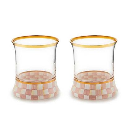 MacKenzie-Childs Rosy Check Tumbler-Set of 2