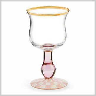 MacKenzie-Childs Rosy Check Wine Glass
