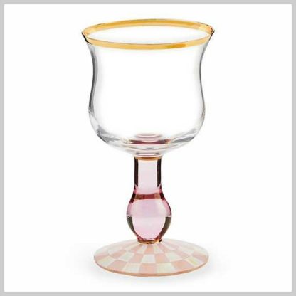 MacKenzie-Childs Rosy Check Wine Glass
