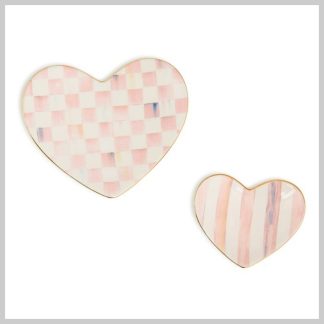 MacKenzie-Childs Rosy Heart Trinket Dishes, Set of 2