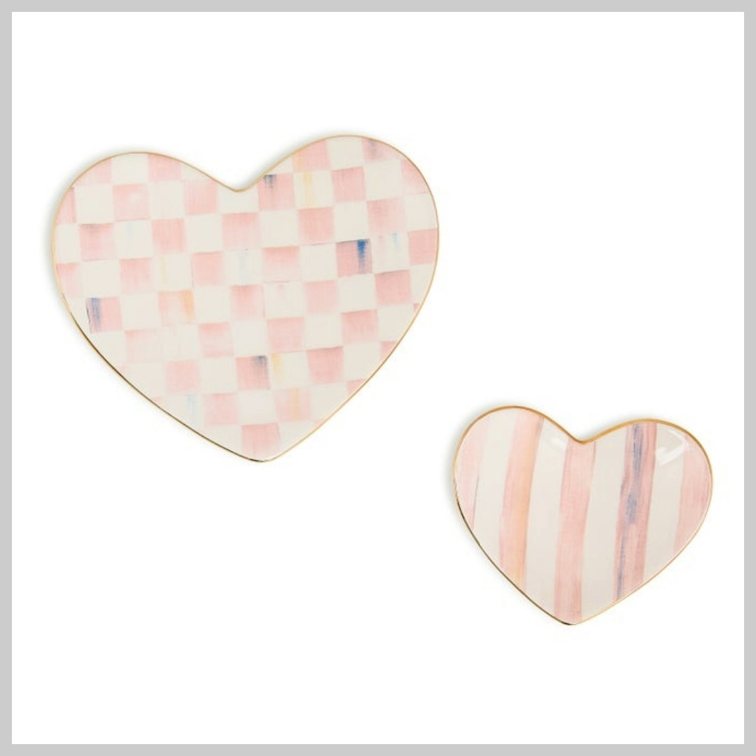 MacKenzie-Childs Rosy Heart Trinket Dishes, Set of 2