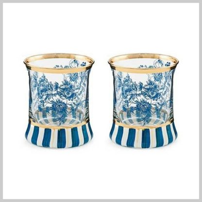MacKenzie-Childs Royal English Garden Tumbler Glass-Set of 2