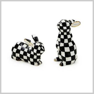 MacKenzie-Childs Salt & Pepper Set-Courtly Check Bunny