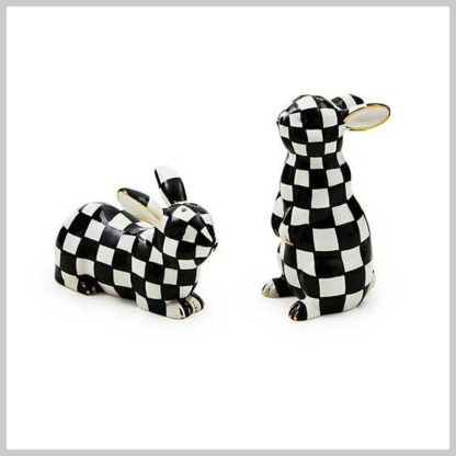 MacKenzie-Childs Salt & Pepper Set-Courtly Check Bunny