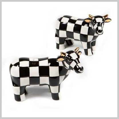 MacKenzie-Childs Salt & Pepper Set-Courtly Check Cows