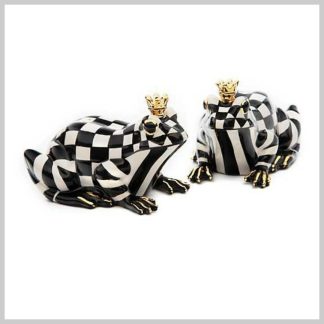 MacKenzie-Childs Salt & Pepper Set-Courtly Check Frogs