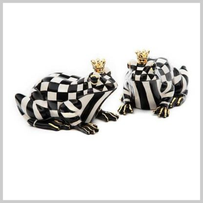 MacKenzie-Childs Salt & Pepper Set-Courtly Check Frogs
