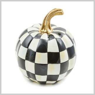 MacKenzie-Childs Fall Pumpkin Collection-Courtly Check Glossy Pumpkin-Mini