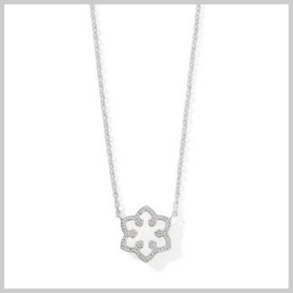 Kendra Scott Snowflake Pendant Necklace White Opal Rhodium
