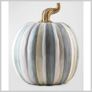 MacKenzie-Childs Fall Pumpkin Collection-Sterling Stripe Pumpkin