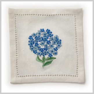 Cloth Hydrangea Hemstitch Cocktail Napkins/Coaster