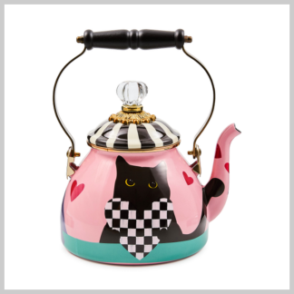 MacKenzie-Childs 2 Qt Tea Kettle-Cat Love